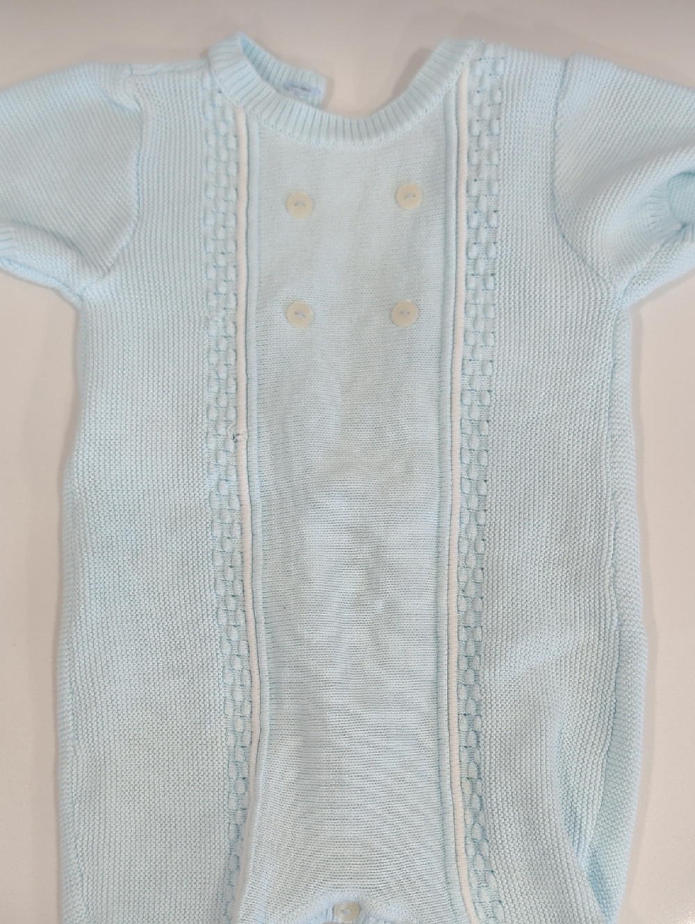 Light Blue Knit Baby Romper emile et rose 6m